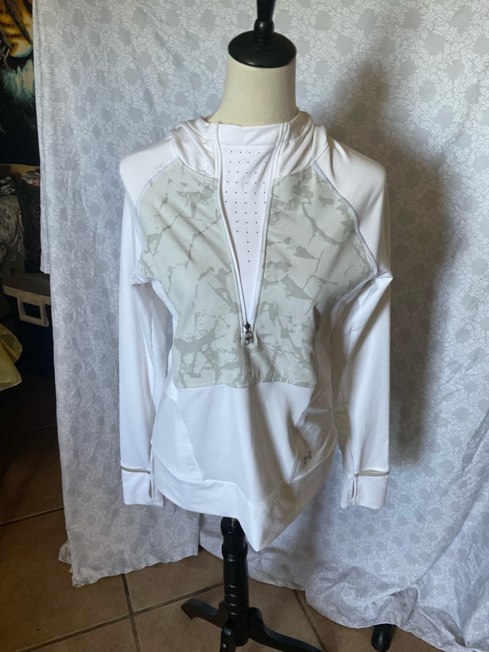 Under Armour White Hooded Performance Half-Zip